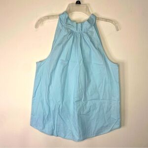 NWT J Crew Light Blue Cotton Halter Tank Top Blouse Preppy Summer Bow Size 4